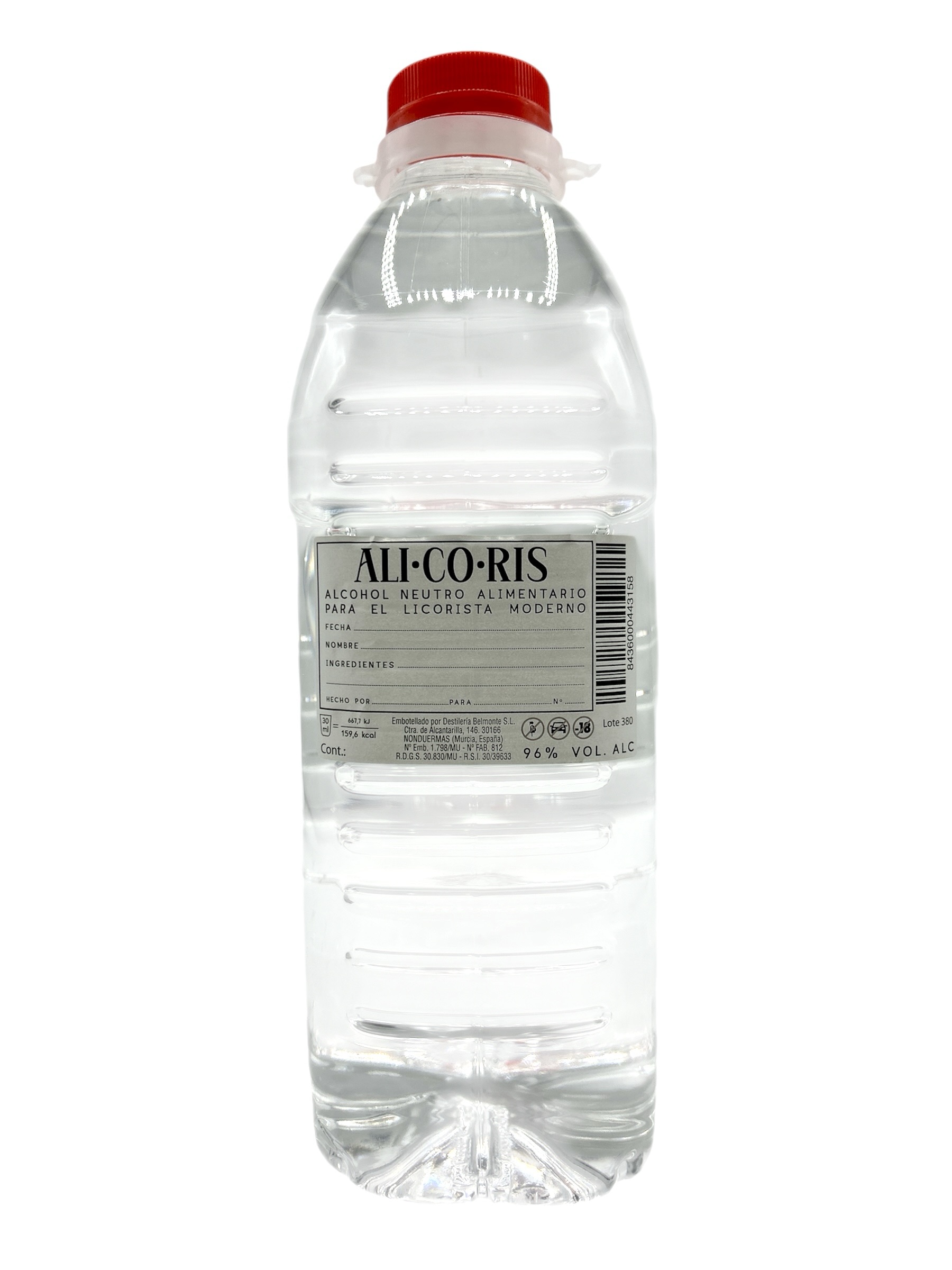 Alcohol alimentario para hacer licores. 96% Vol. ALc. 3 Litros.