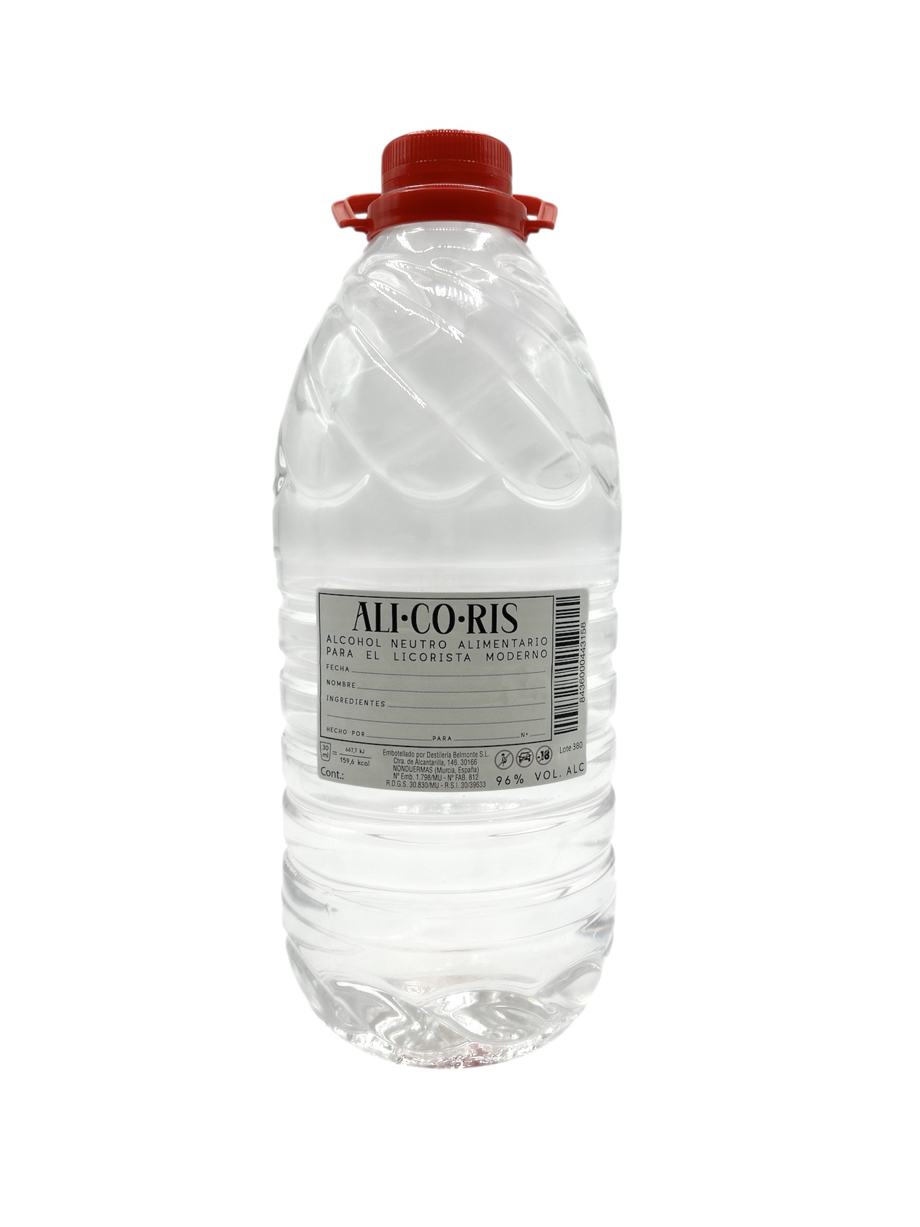 Alcohol alimentario para hacer licores. 96% Vol. ALc. 2 Litros.